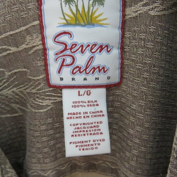 Seven Palms* Men's Short Sleeve Button Down Straight Hem Chest Pocket~Size Large - Picture 3 of 12
